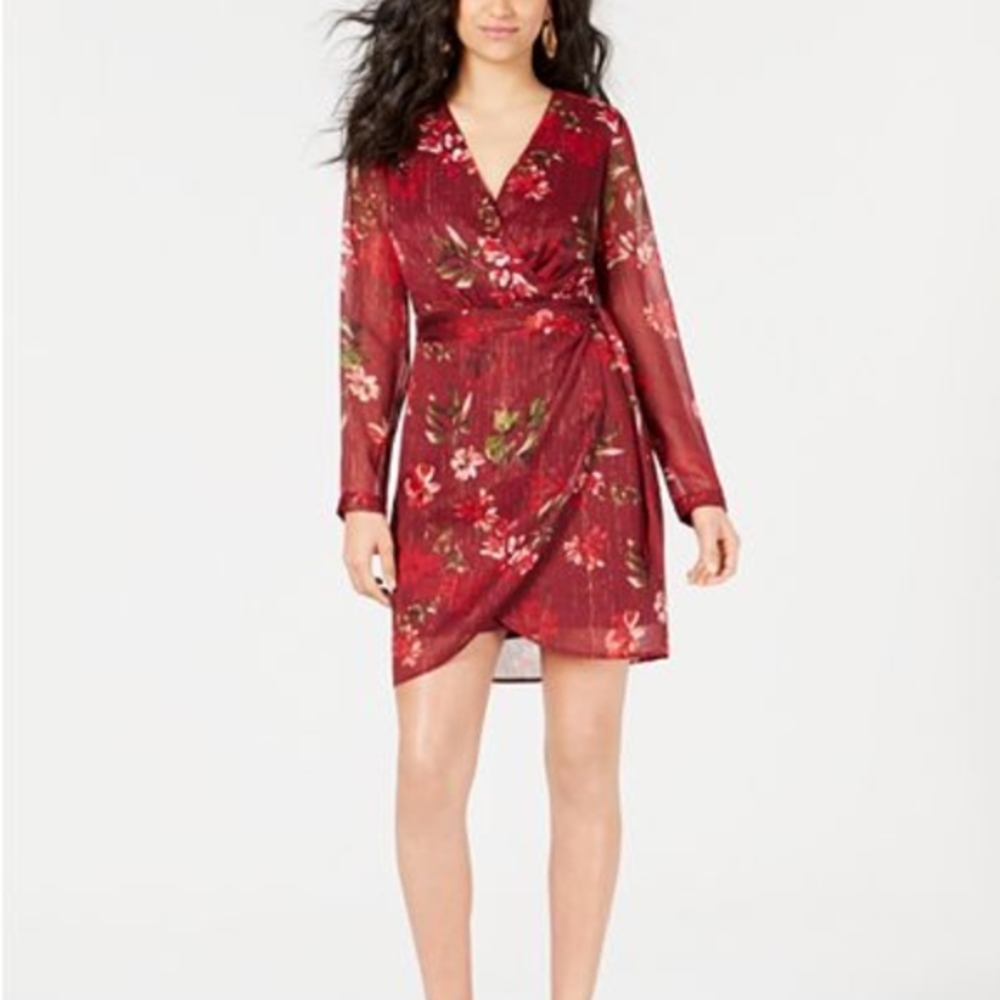 NWT Guess Camila Floral Print Faux Wrap Dress